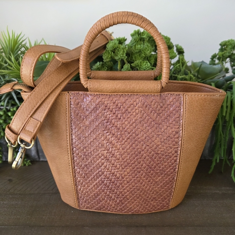 Anthropologie Tobacco Mini Bag With Textured Detailing-Crossbody Strap